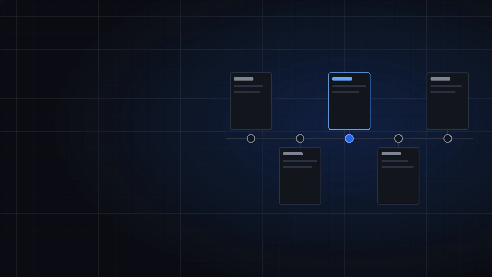 Illustration of a five-milestone timeline with cards above and below