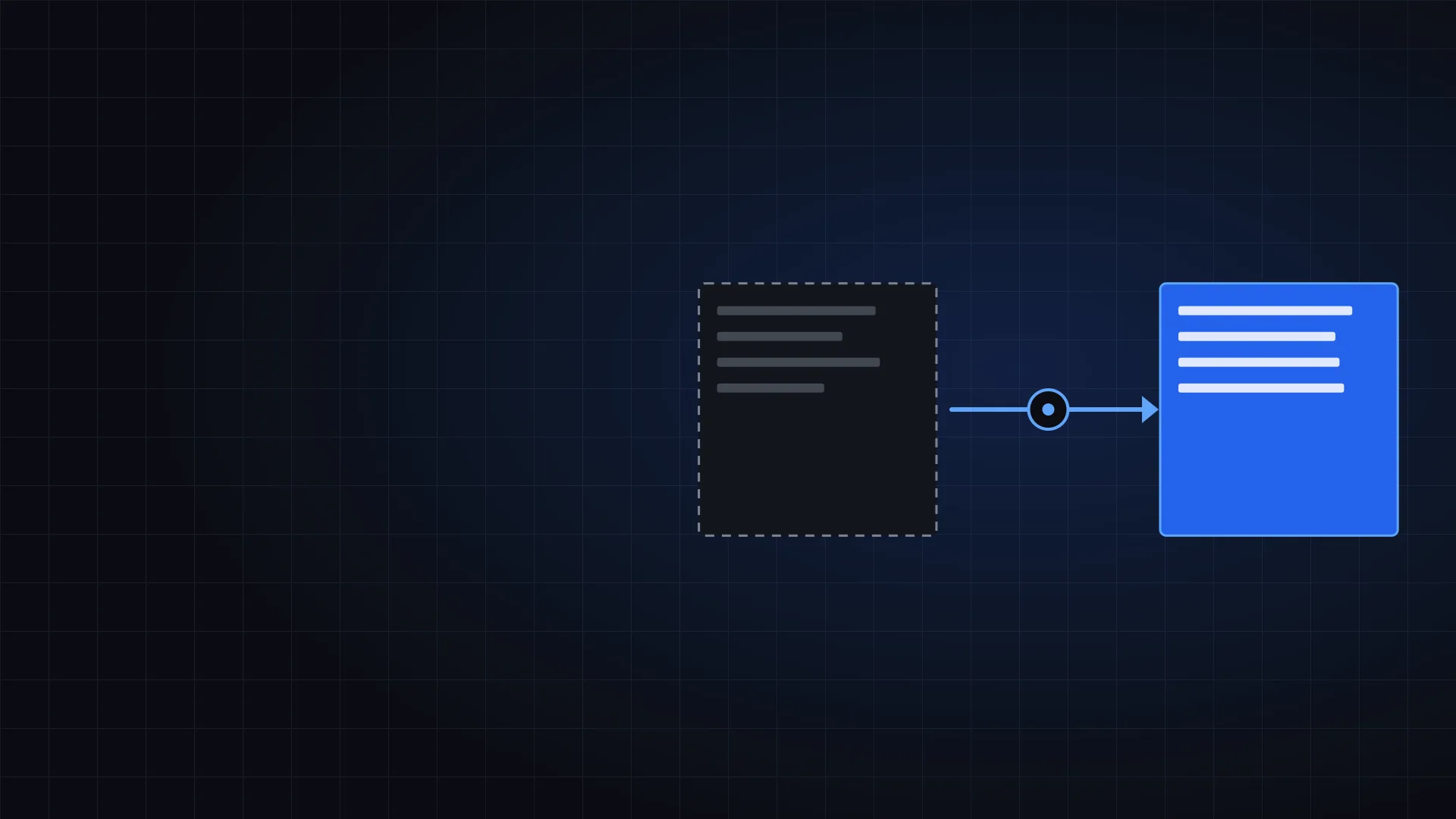 Illustration of a handoff from a faded box to a bright blue box