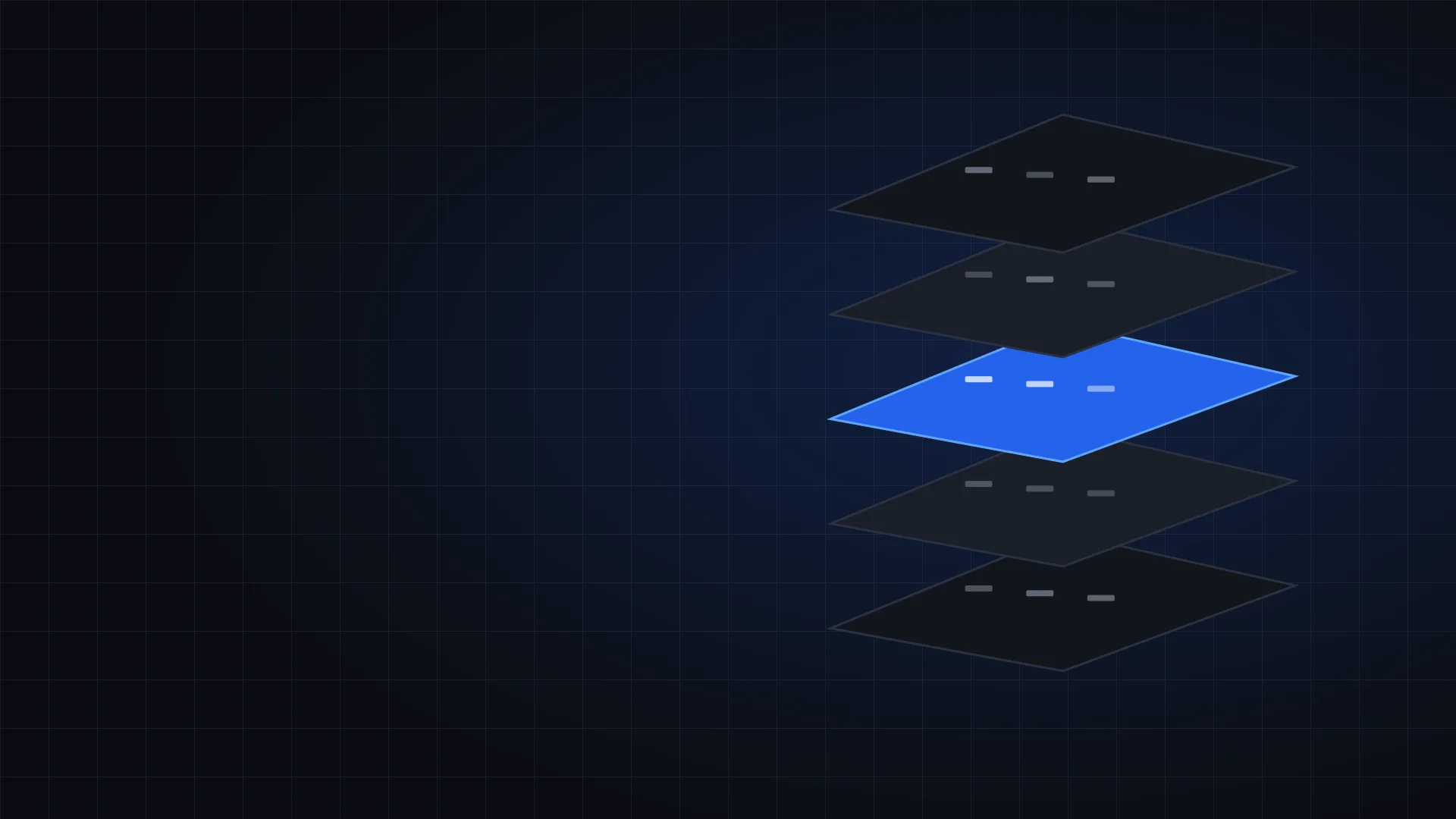 Illustration of stacked technology layers with one highlighted layer