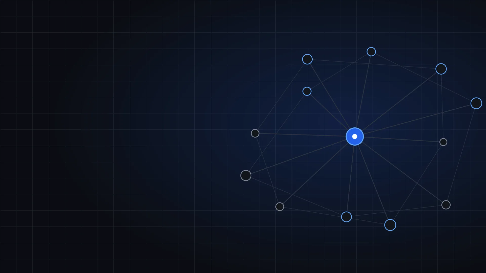 Illustration of a network of nodes connected to a central blue node