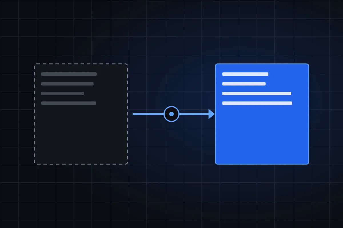 Illustration of a faded system box handing over to a supported blue system box